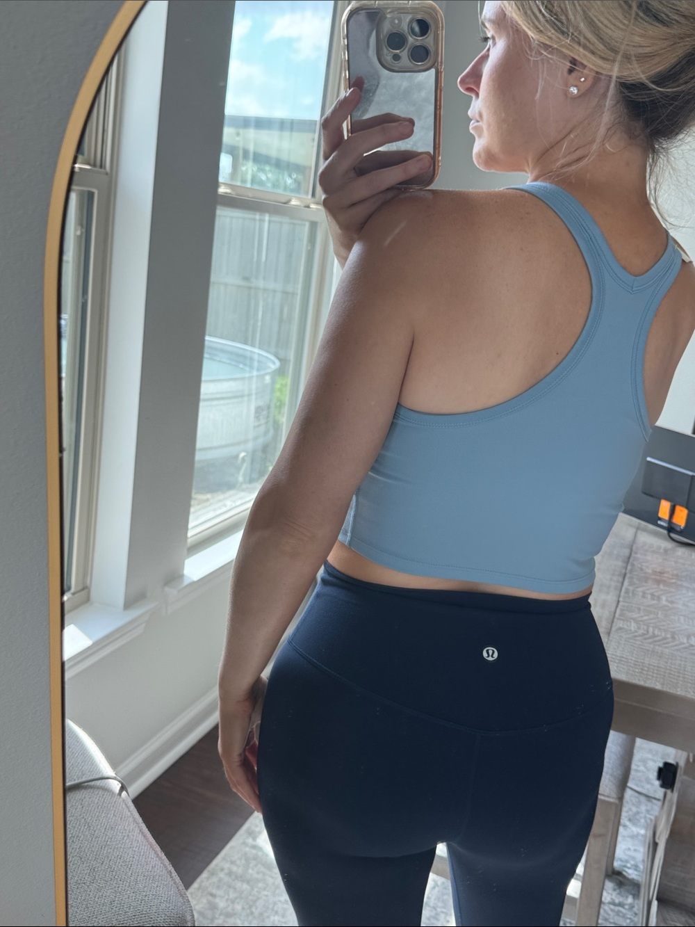 Women’s Light Blue Cropped Tank Top - Classic Scoop Neck Activewear - Picture 5 of 10